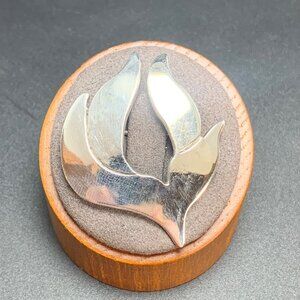 VTG Solid Sterling Silver 925 Flame Design Abstract Brooch Size 1.75" Length